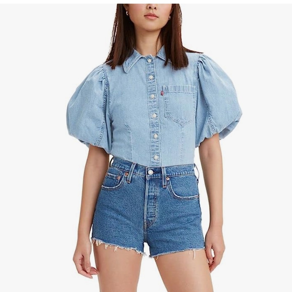 LEVI’S ROXY PUFF SLEEVE BUTTON-UP BLOUSE